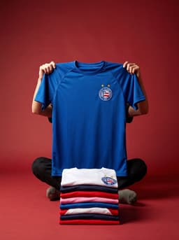 Camiseta azul do Bahia aberta, frente